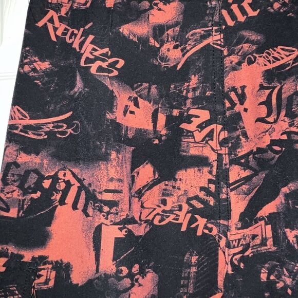 Streetwear Society Cargo Pants Black Red Words Size L 28x28 Y2K Edgy Punk - Picture 8 of 11